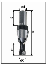 399 TCT-dowel drills with fixed countersink 45°