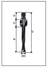 404 TCT-dowel drills with tapered shank- with fixed countersink on request:increase of 35% the price